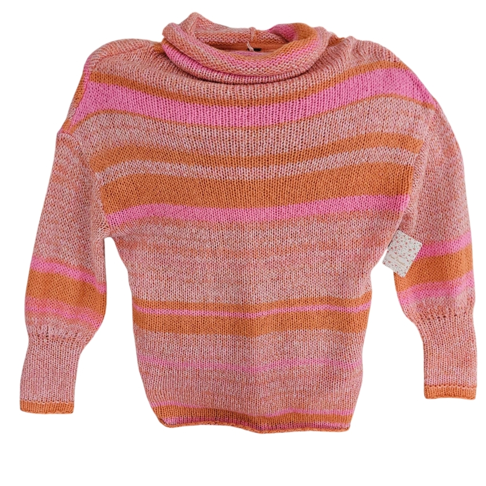 NEW Free People Candy Stripe Roll Neck Sweater S